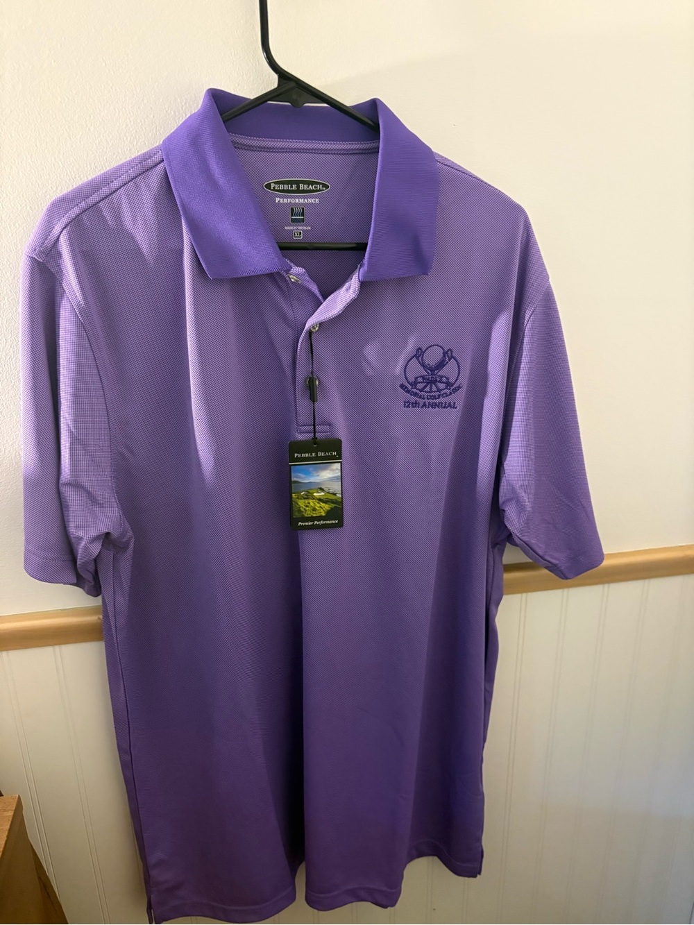 NWT Pebble Beach Performance Men’s XL Purple Golf Polo Embroidered Logo